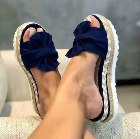 Women Bow Slippers Platform Sandals Shoes Summer