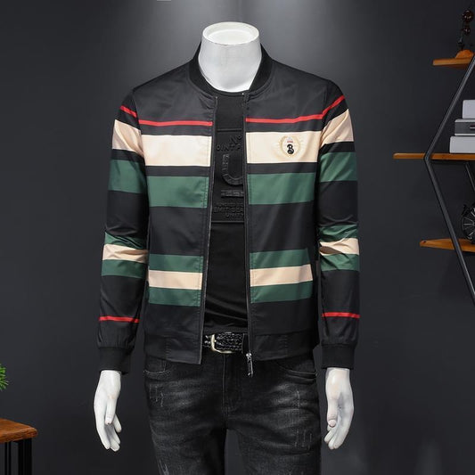 Contrast Striped Jacket Casual Men's Thin Jacket