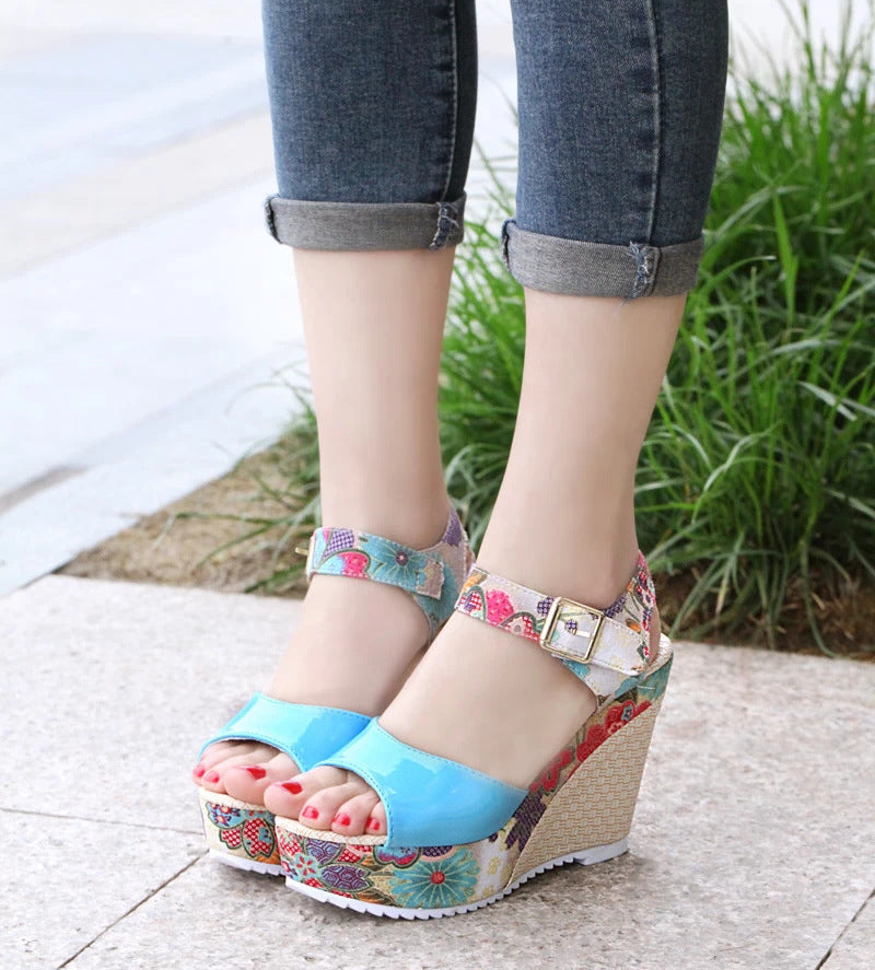 Floral high heel women sandals