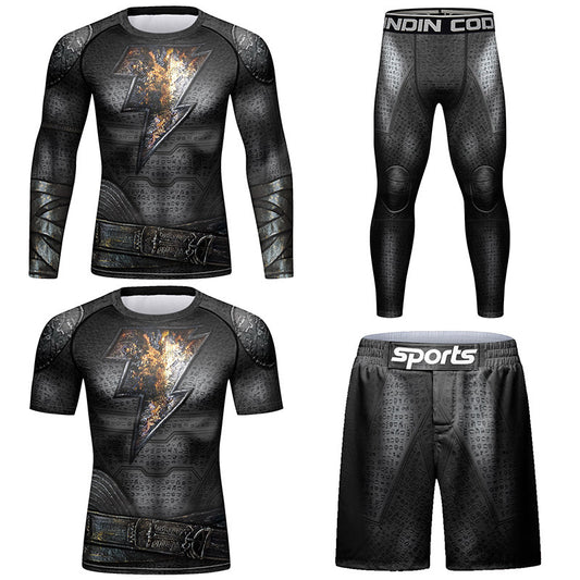 Men's Personalized 3D Printing Quick-drying Sports Tights Four-piece Set