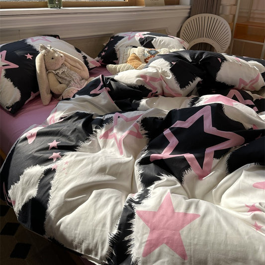 Five Pointed Star Minimalist Four Piece Bed Set Made Of Pure Cotton