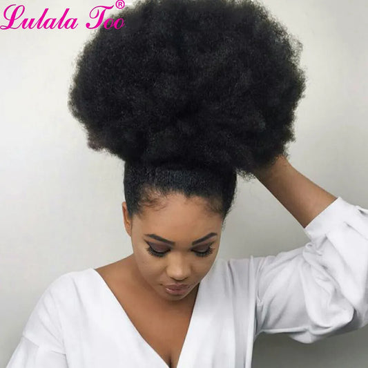 Chignon Afro Puff de 10 ou 12 pouces avec cordon de serrage